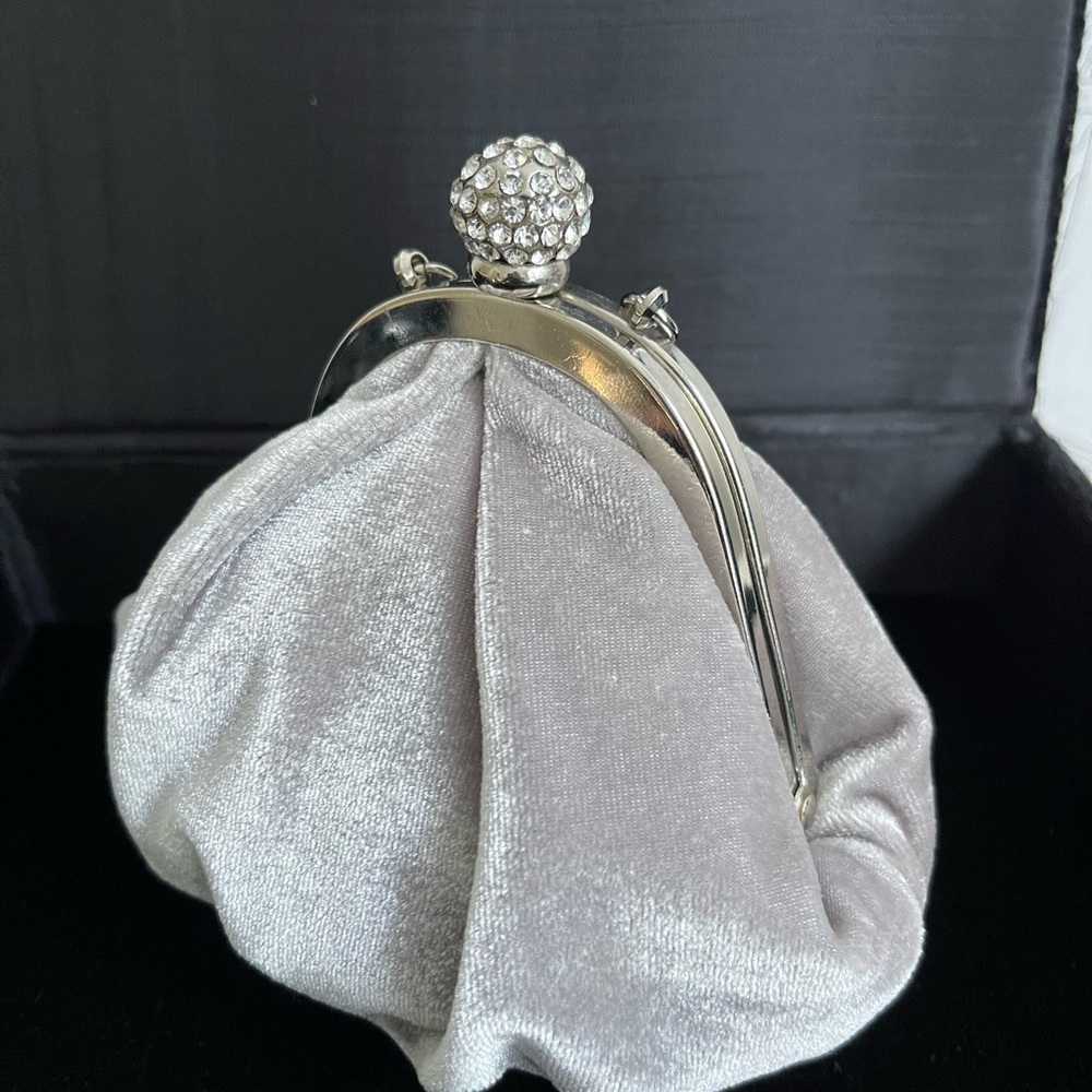 Elegant Silver Velvet Clutch